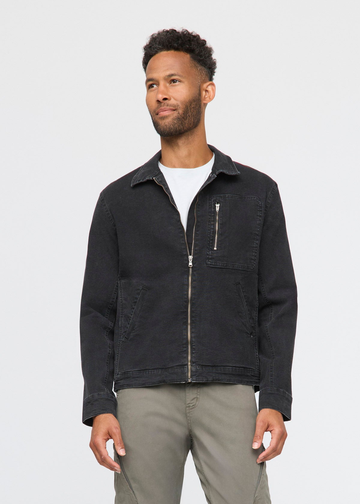 Duer Stretch Canvas Utility Jacket in black denim – Bia Boro Menswear Vancouver
