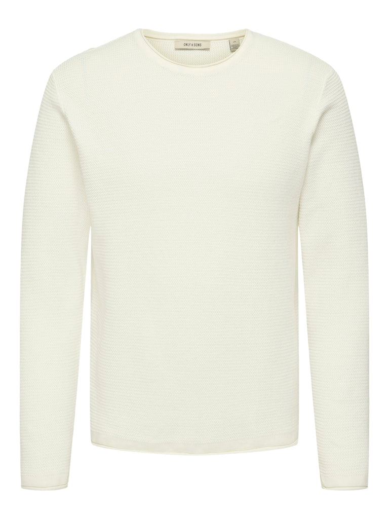 ONLY & SONS black textured knit sweater — long-sleeve crew neck pullover with minimalist design from Fall Winter collection.