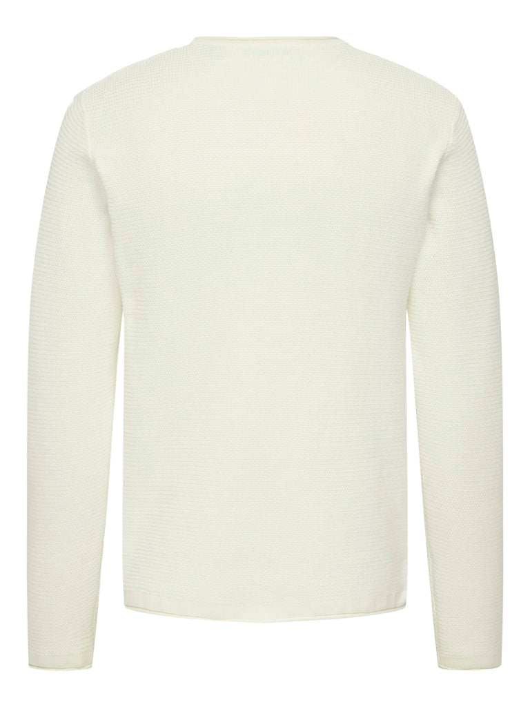 ONLY & SONS black textured knit sweater — long-sleeve crew neck pullover with minimalist design from Fall Winter collection.
