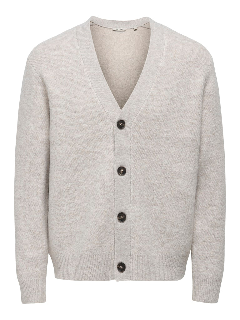 oatmeal knit cardigan front view