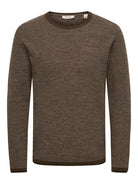 ONLY & SONS black textured knit sweater — long-sleeve crew neck pullover with minimalist design from Fall Winter collection.