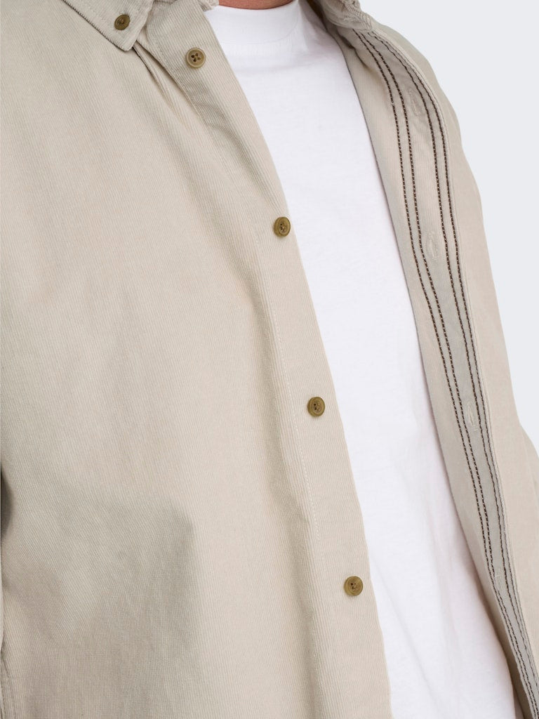 ONLY & SONS corduroy shirt — long-sleeve button-down in soft textured fabric