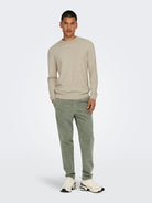 ONLY & SONS black textured knit sweater — long-sleeve crew neck pullover with minimalist design from Fall Winter collection.