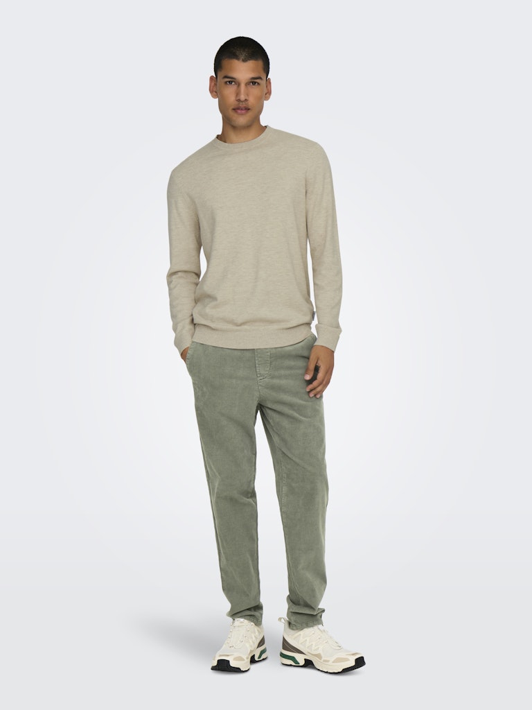 ONLY & SONS black textured knit sweater — long-sleeve crew neck pullover with minimalist design from Fall Winter collection.