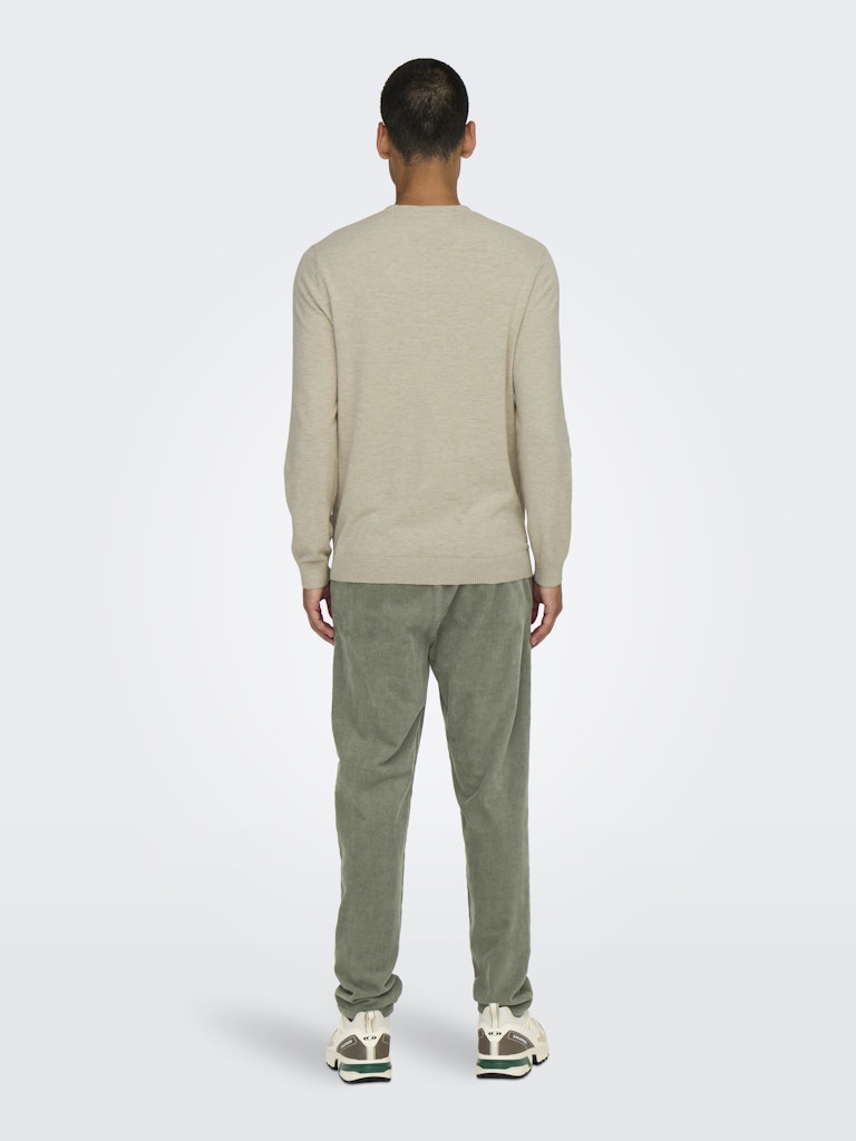 ONLY & SONS black textured knit sweater — long-sleeve crew neck pullover with minimalist design from Fall Winter collection.