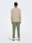ONLY & SONS black textured knit sweater — long-sleeve crew neck pullover with minimalist design from Fall Winter collection.