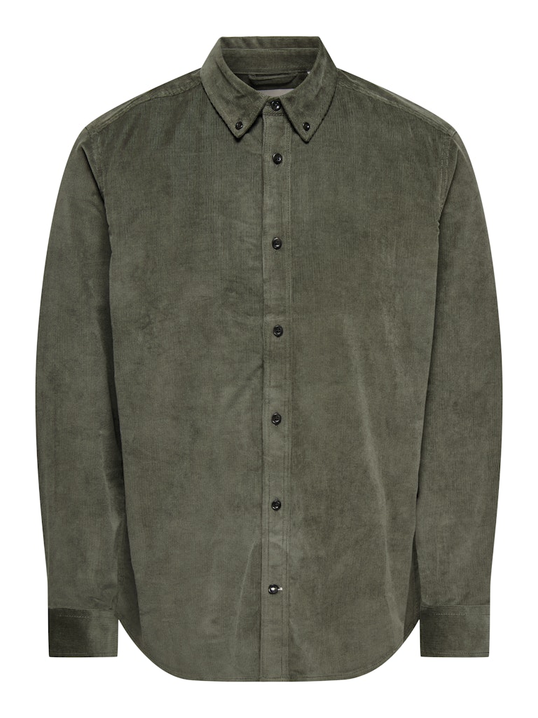 ONLY & SONS corduroy shirt — long-sleeve button-down in soft textured fabric