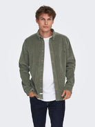 ONLY & SONS corduroy shirt — long-sleeve button-down in soft textured fabric
