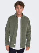 ONLY & SONS corduroy shirt — long-sleeve button-down in soft textured fabric