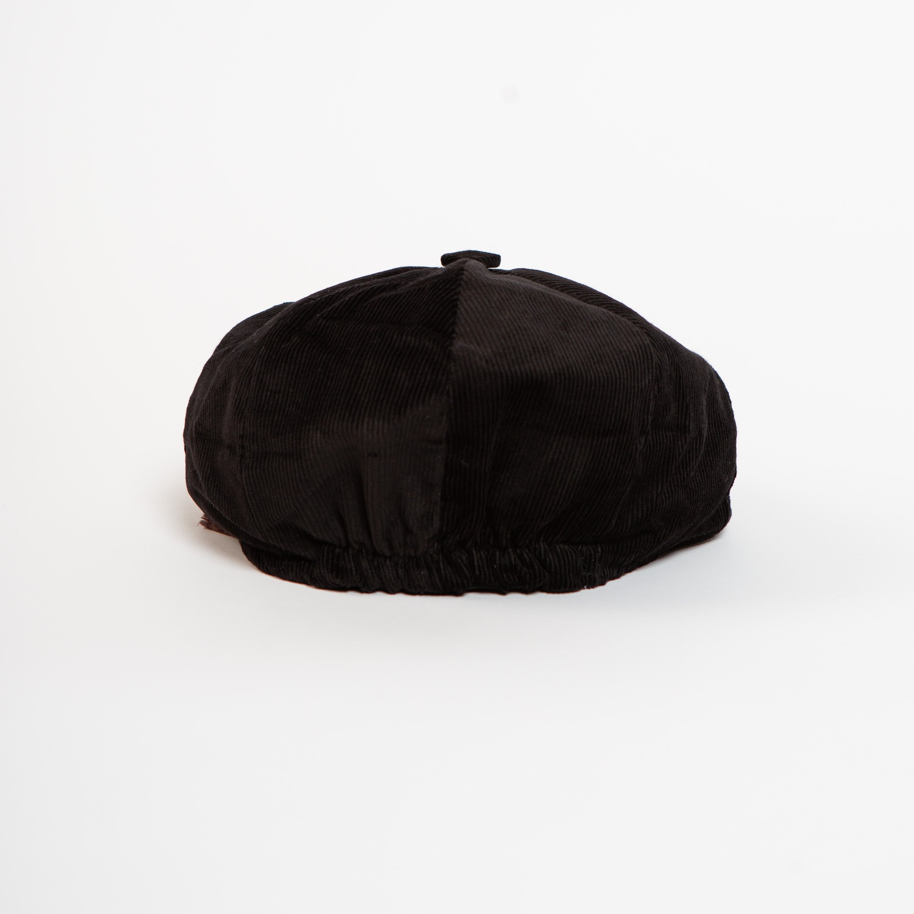 wool blend newsboy cap black back view