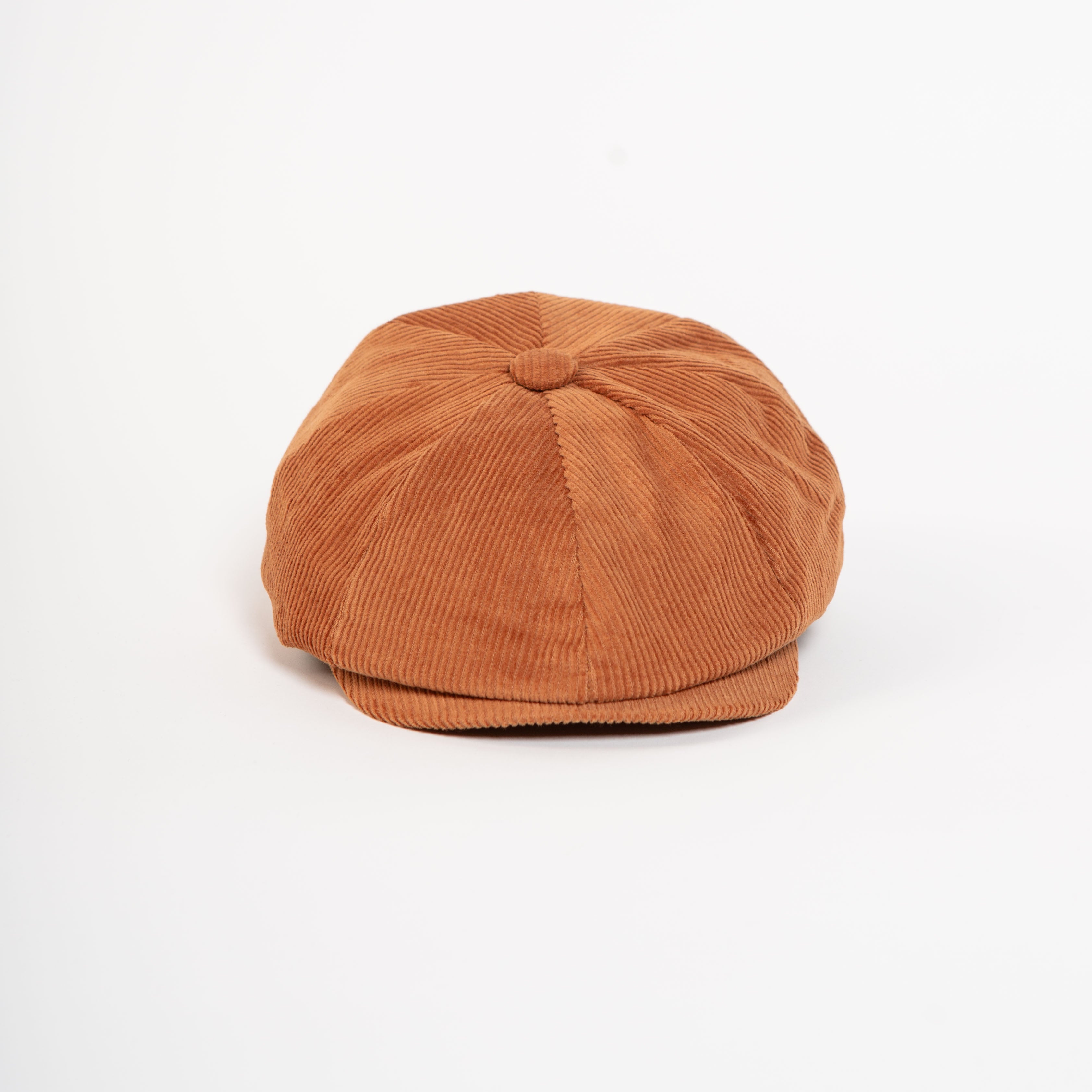 rust corduroy newsboy cap back view