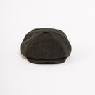 olive wool blend herringbone newsboy cap back view