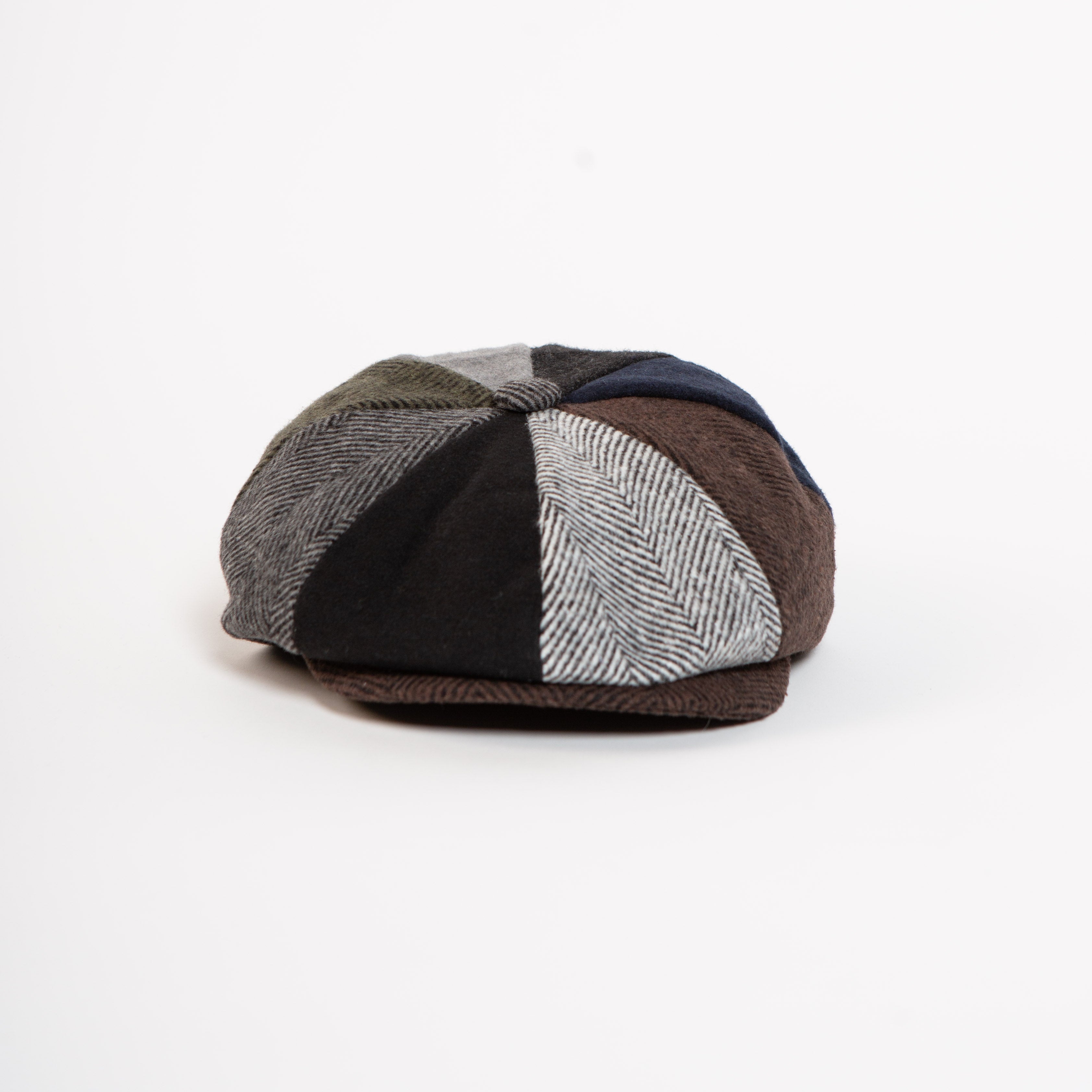 patchwork wool blend newsboy cap multicolor front view