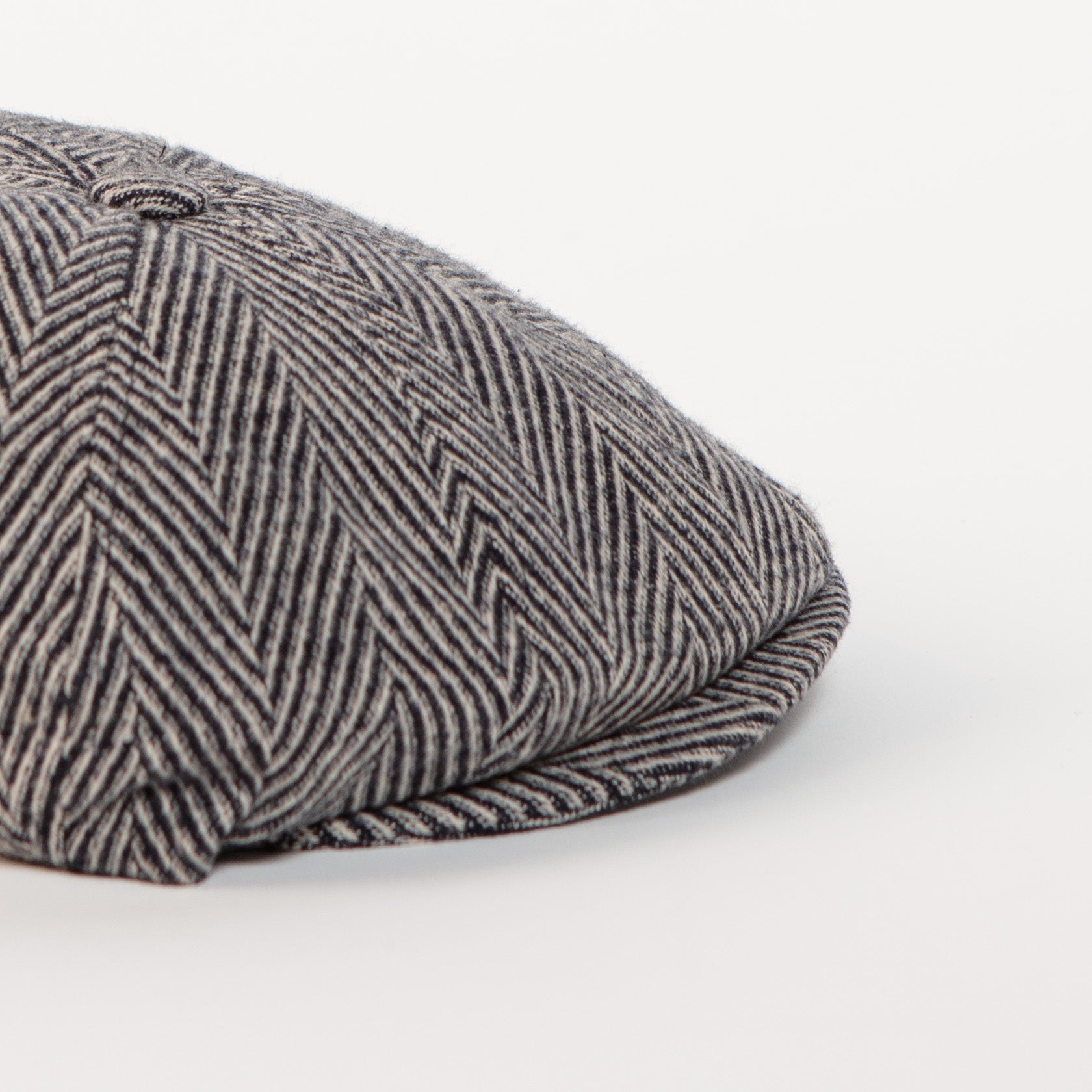 paperboy newsboy cap grey herringbone side detail
