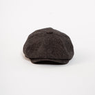 wool blend paperboy cap charcoal brown front view
