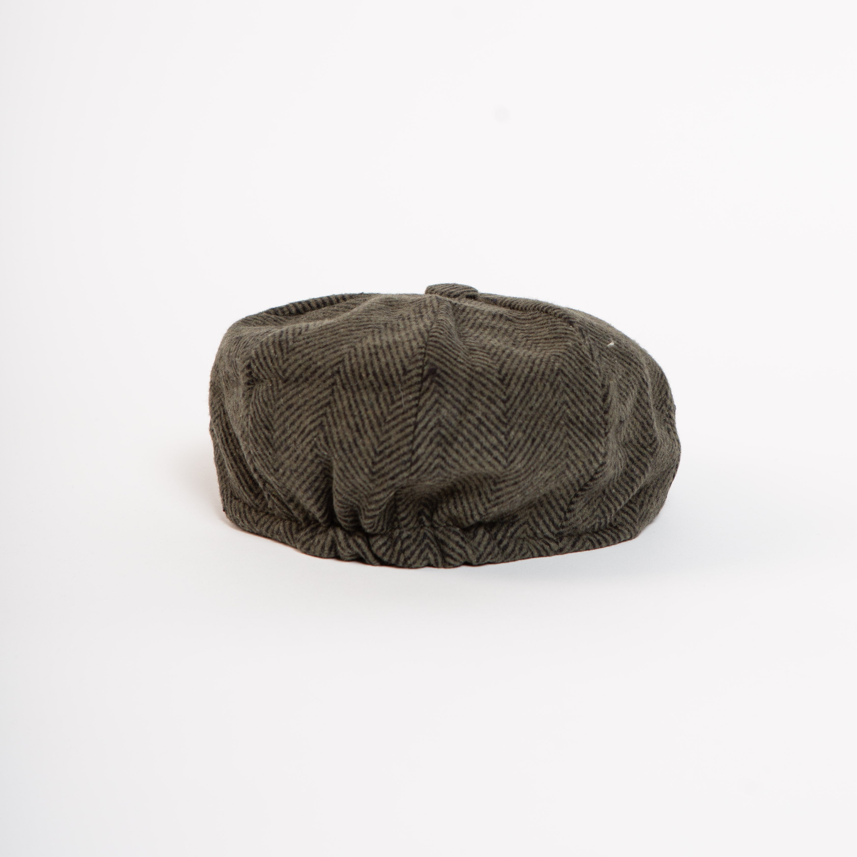 elastic back olive herringbone paperboy hat