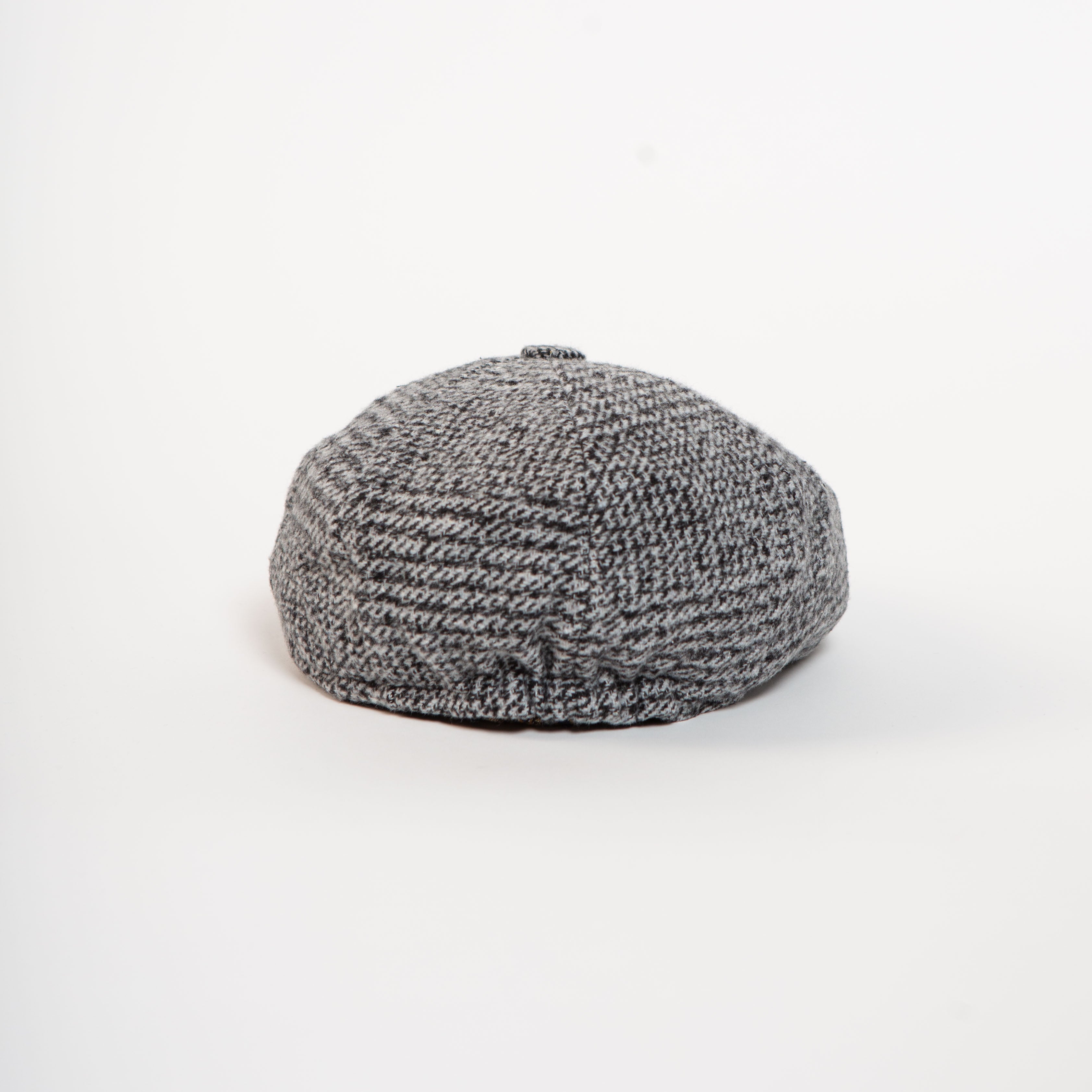 elastic back grey houndstooth paperboy hat