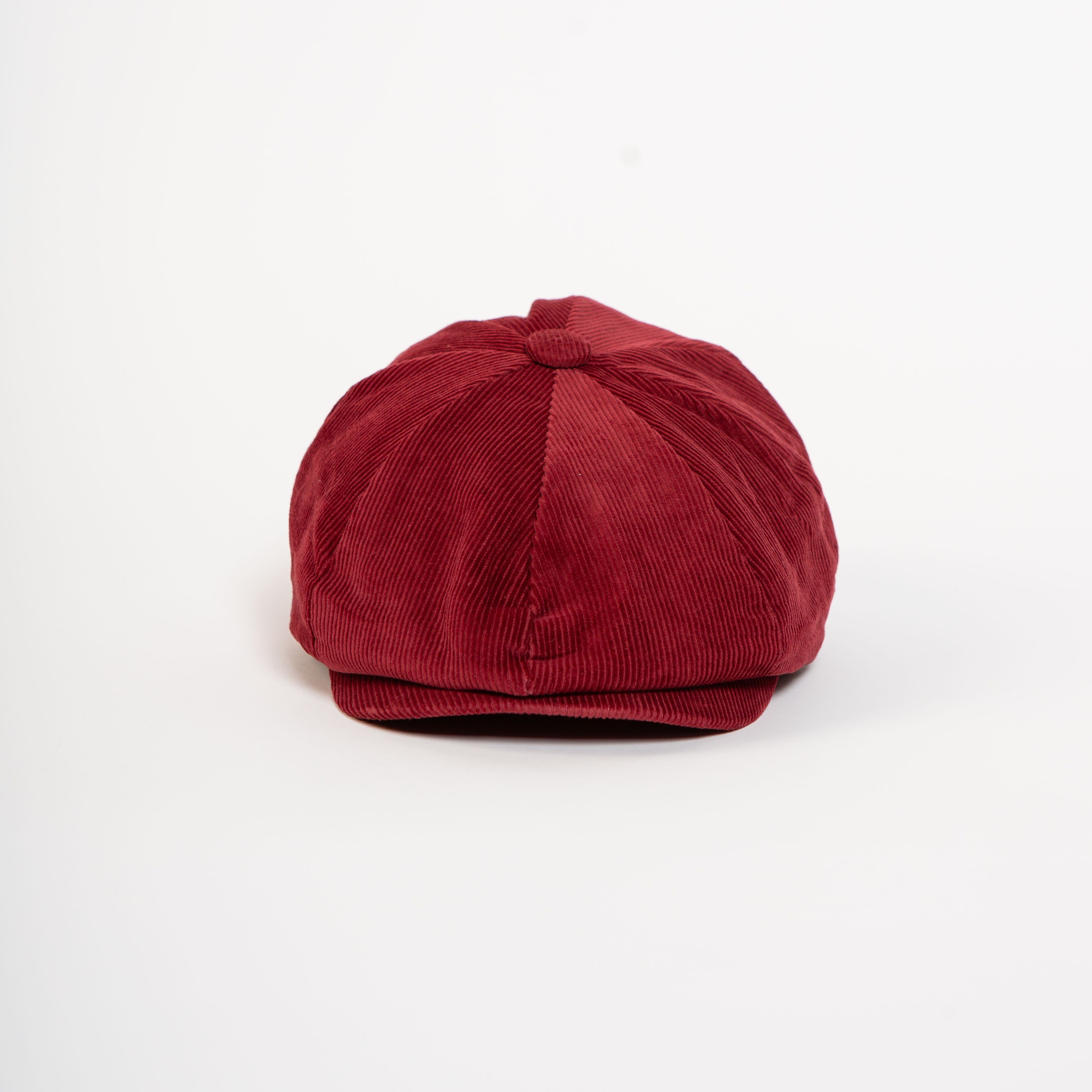 corduroy paperboy cap burgundy front view