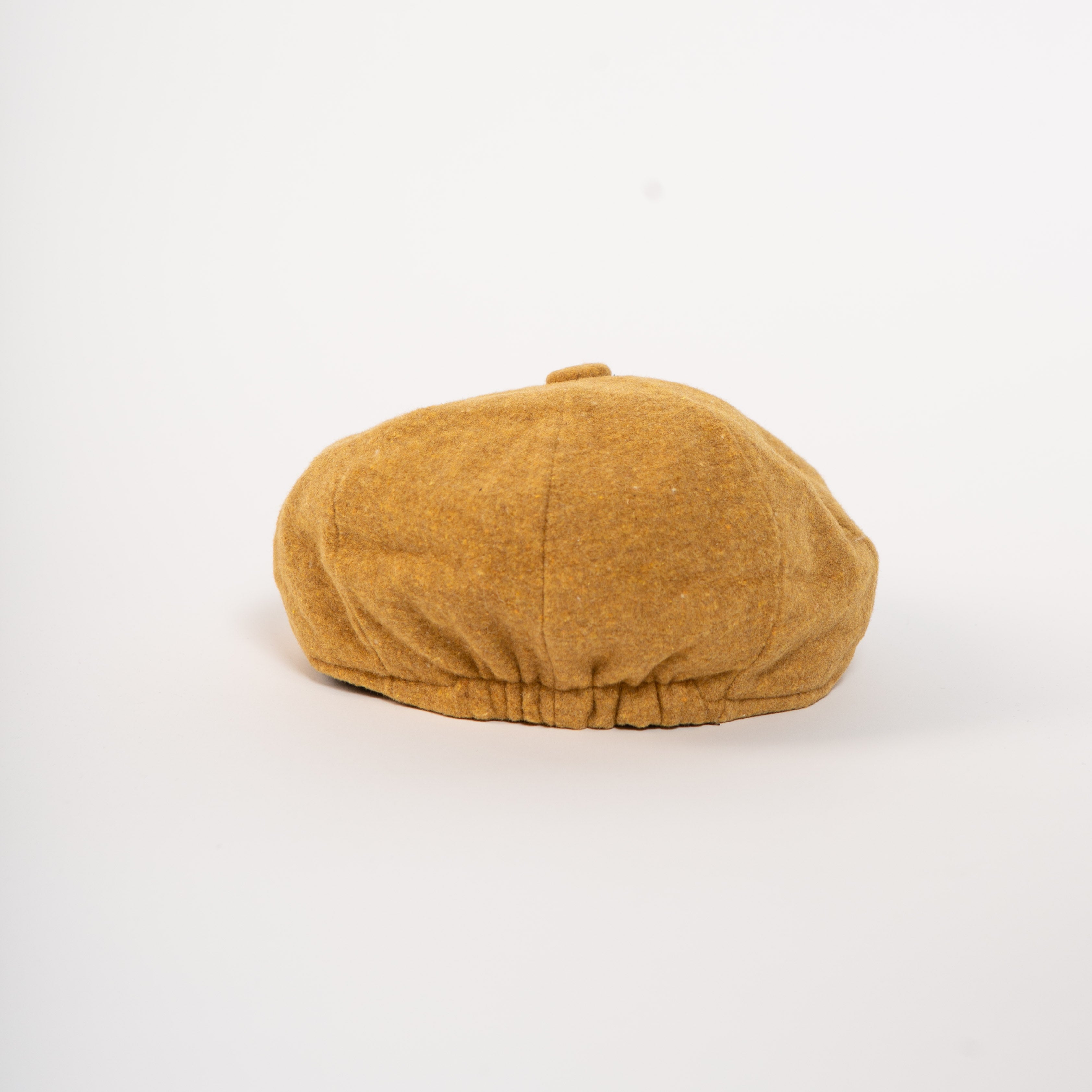elastic back mustard wool paperboy hat