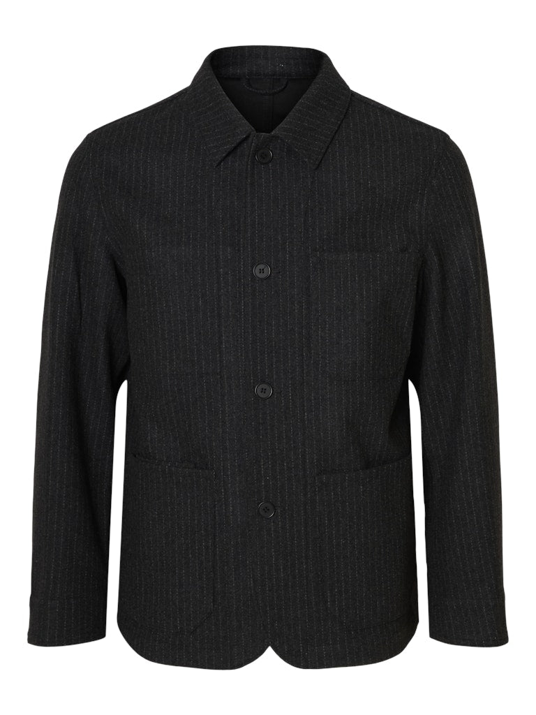 Men’s wool blazer in grey pinstripe  – Bia Boro Menswear Vancouver