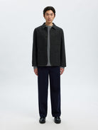 Men’s wool blazer in grey pinstripe  – Bia Boro Menswear Vancouver