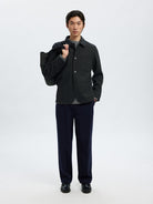 Men’s wool blazer in grey pinstripe  – Bia Boro Menswear Vancouver