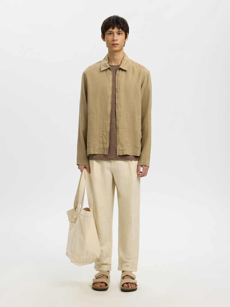 lightweight summer linen pants mens outfit beige