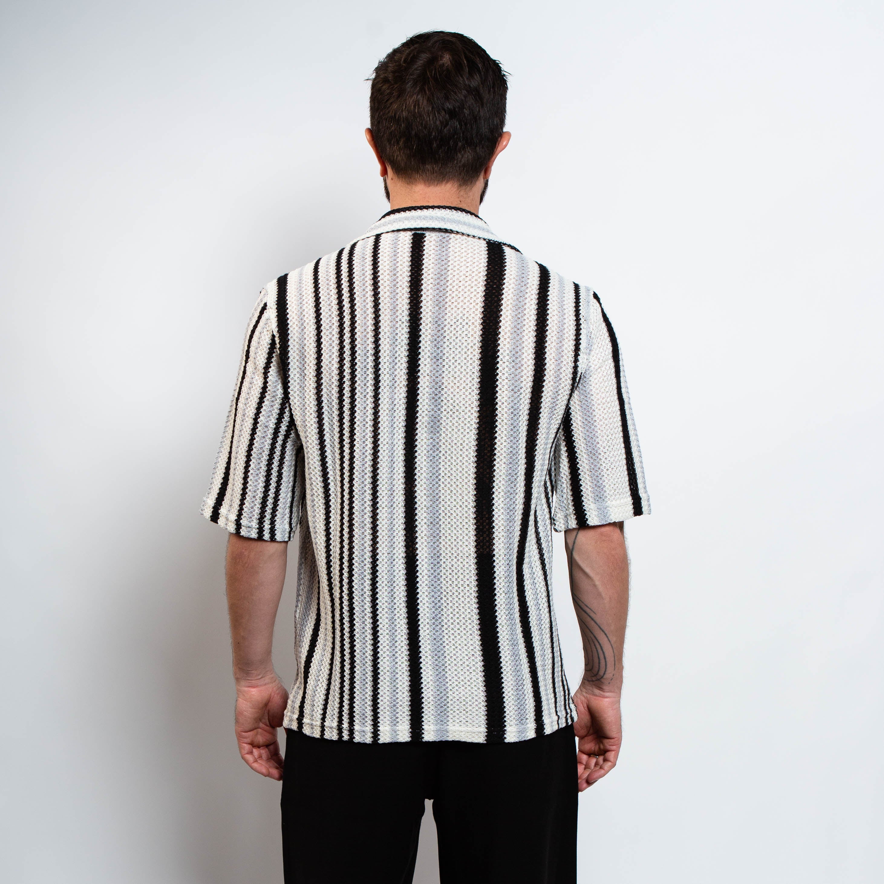 textured stripe short sleeve shirt