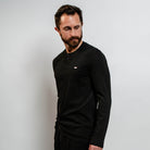 Luxury knit black long sleeve henley
