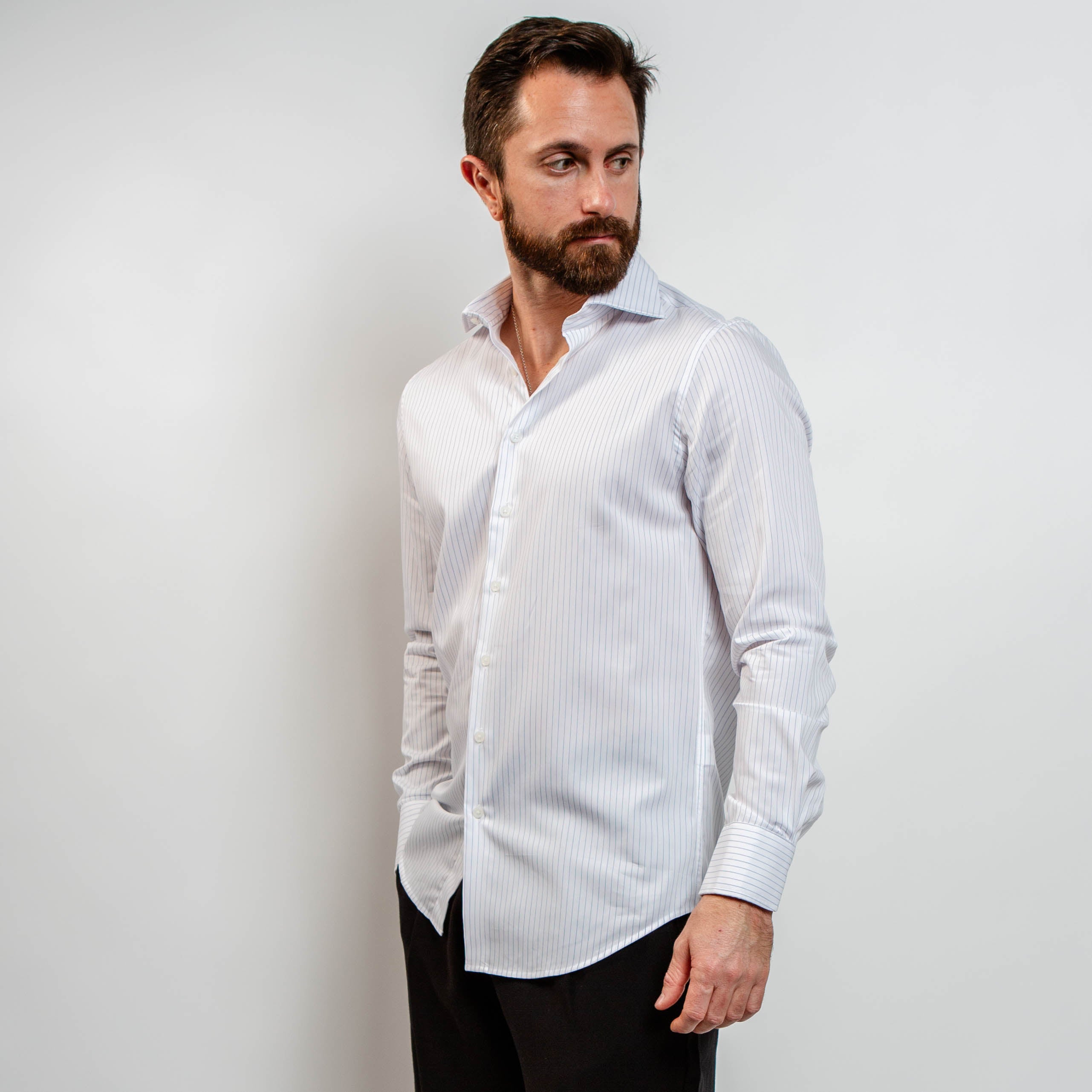 white striped cotton shirt