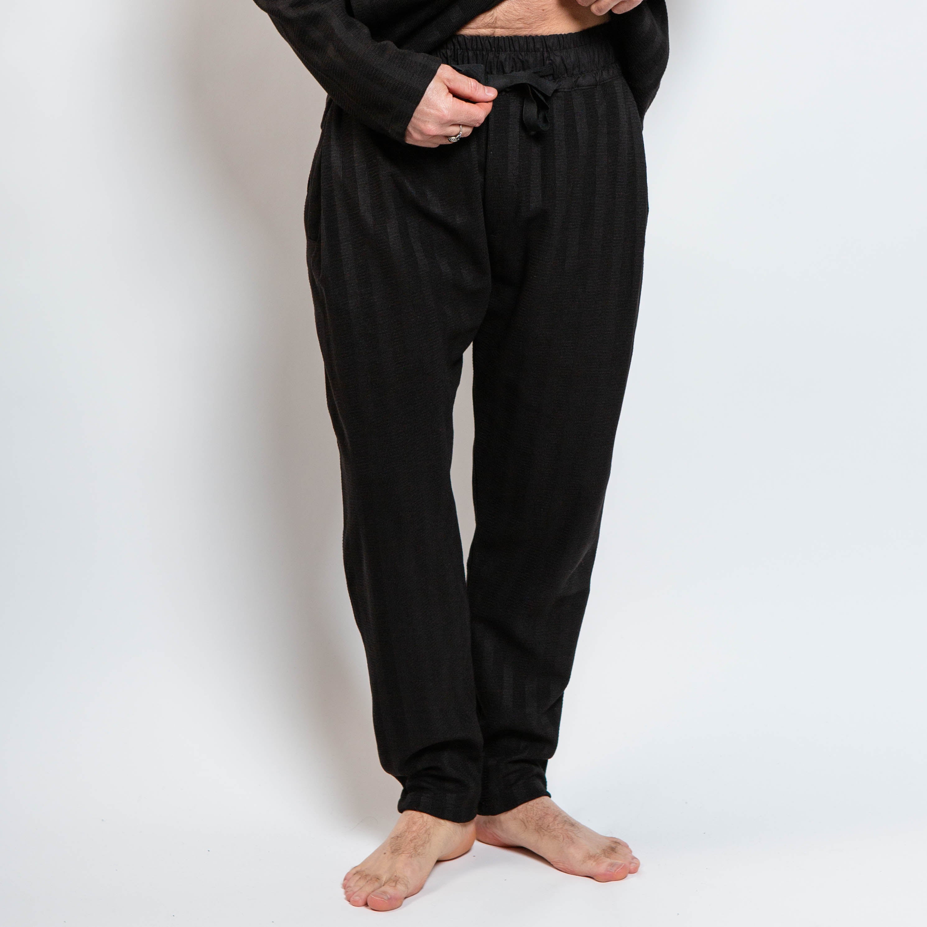 black striped drawstring pants