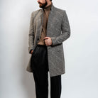 Minimalist men’s winter coat with stand collar