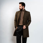 Men’s double-breasted wool peacoat in brown