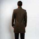 Classic herringbone wool peacoat with lapels