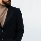 Modern men’s wool peacoat – minimalist black outerwear