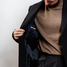 Tailored black winter coat for men – three-button front