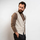 Modern waistcoat – light sand woven vest