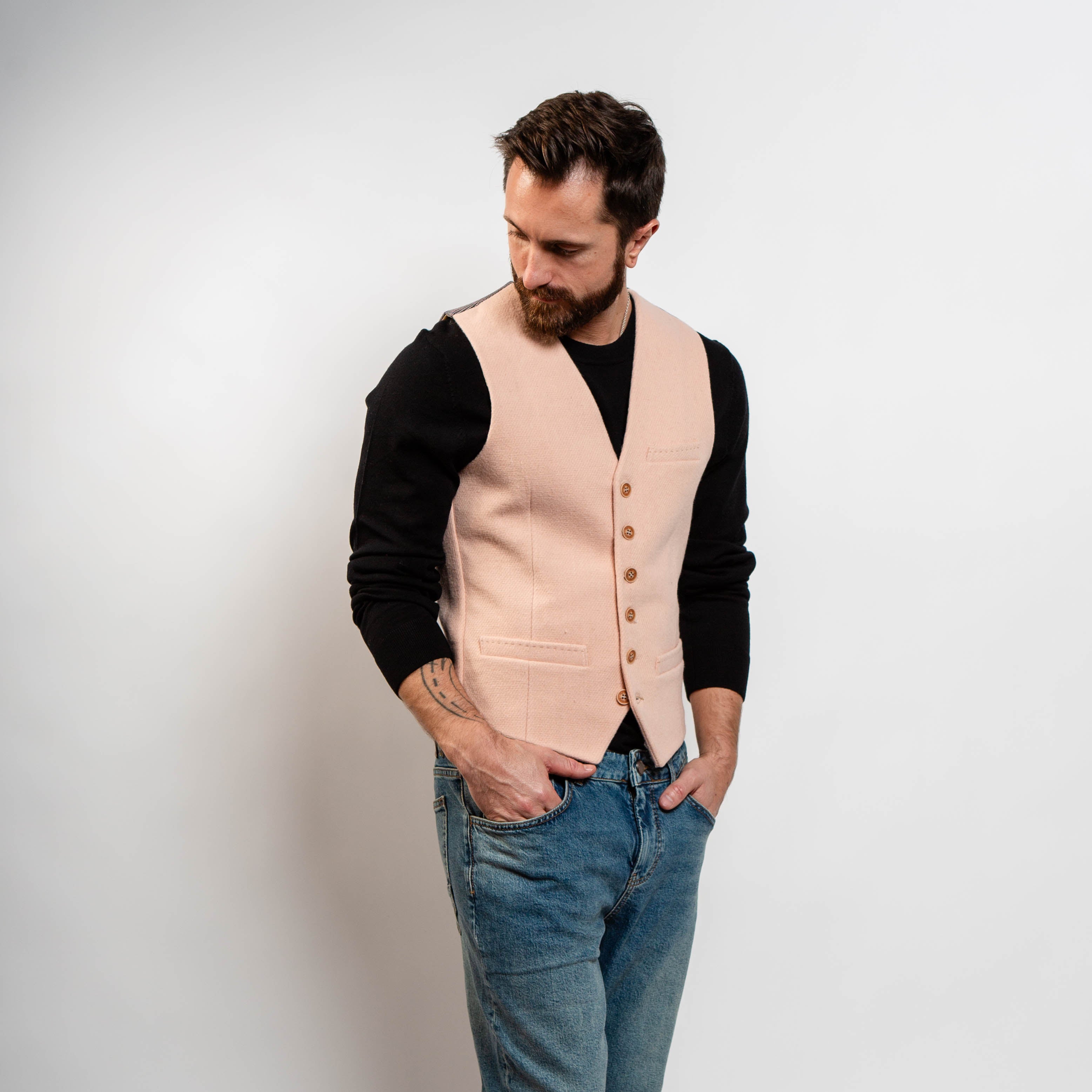 Wool blend waistcoat soft blush