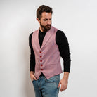 Modern men’s red vest – slim fit cotton waistcoat
