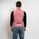 Tailored red vest for men with contrast buttons