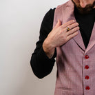 Checked cotton waistcoat styled with black sweater