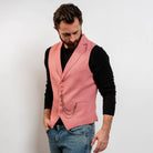 Modern men’s cotton vest – coral pink with chain accent