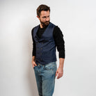 Tailored navy vest for men with six buttons