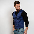 Tailored paisley vest for men in blue