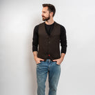 Men’s espresso brown cotton waistcoat