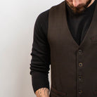 Modern cotton waistcoat for men – espresso brown
