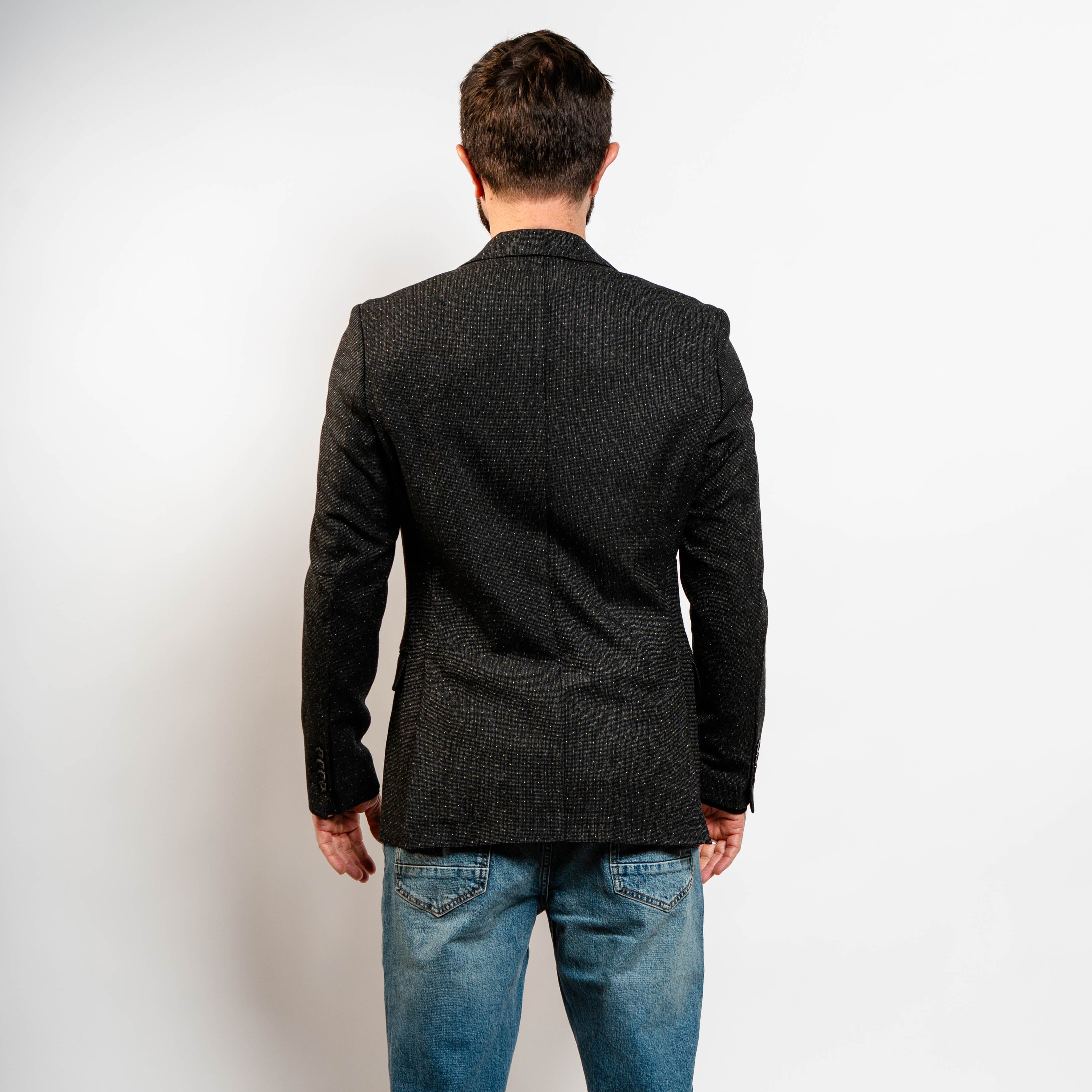 Slim fit charcoal blazer with pattern
