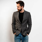 Single breasted blazer charcoal microcheck