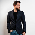 Single breasted blazer navy pin dot