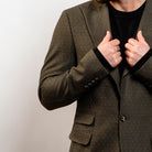 Textured olive blazer with micro pattern